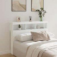 Berkfield Home Headboard Cabinet with LED White 140x17x102 cm | Size: 140 x 17 x 102 cm