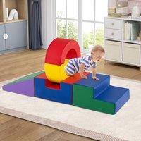 CASART 5PCS Foam Climbing Blocks PU Leather Modular Climb &Claw Foam Play Set