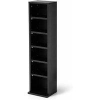 Nordara 6-Tier Black Wooden CD DVD Storage Tower Holds 102 CDs