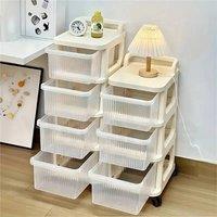 Nordara 4 Tier Plastic Storage Drawer Tower Unit Organiser Trolley in Cream