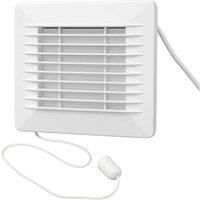 Nordara Bathroom Extractor Fan Pull Cord 100mm Quiet Ventilation Wall Mount in White
