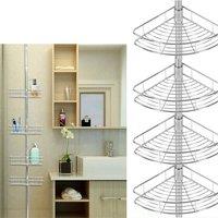 Nordara 4 Tier Telescopic Bathroom Corner Shower Caddy Storage Shelf in Silver