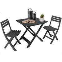 Nordara 3-Piece Grey Outdoor Folding Bistro Set for Garden & Camping