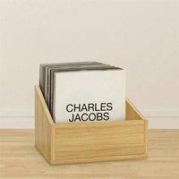 Nordara Oak Modern Vinyl Record Storage Box LP Holder for 12 Records in Light Oak