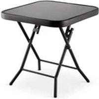 EONLION Glass Top Folding Side Table for Garden Home Coffee Drink in Black