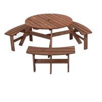 Havendro Picnic Table Set With 6 Seater BBQ Beach Outdoor Deck in Brown