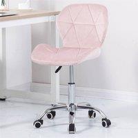 Nordara Pink Cushioned Velvet Office Chair Chrome Legs Swivel Lift Small Desk