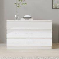 Nordara White Modern High Gloss 6 Drawer Chest for Bedroom/Living Room