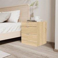 Nordara Sonoma Oak Modern 3 Drawer Bedside Table with Shelf Nightstand in Light Oak