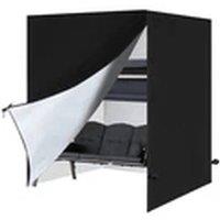 EONLION Outdoor Waterproof 3-Seater Garden Swing Cover with Zipper in Black