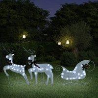 Berkfield Home Reindeer & Sleigh Christmas Decoration 60 LEDs Outdoor White