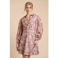 Oasis Women's Wrap Detail Pleated Mini Shirt Dress in Pink | Size: 16