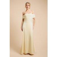 Oasis Women's Mesh & Satin Bardot Bridesmaid Dress in Butter | Size: 14