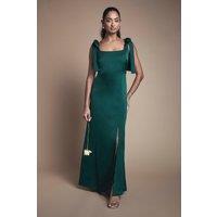 Oasis Women's Emerald Satin Tie Shoulder Midi Bridesmaid Dress | Size: 12