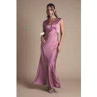 Oasis Women's Rose Satin Open Back Detail Maxi Bridesmaid Dress | Size: 16