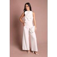 Coast Women's Corsage Pleated Trouser Wide Leg Jumpsuit in Ivory | Size: 18