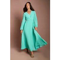 Coast Women's Pleated Wrap Front Dress in Aqua | Size: 10