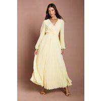 Coast Women's Pleated Wrap Front Dress in Lemon | Size: 12