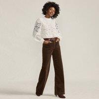 Lands' End Women's Wide Leg Cord Jeans, High Waisted in Dark Brown | Size: 12