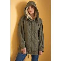 Klass. Women's Hooded Raglan Sleeve Jacket in Khaki | Size: 2XL