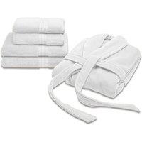 CHRISTY Women's Supreme Robe & Supima Cotton Robe & Towel Gift Set in White | Size: Small