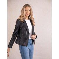 Lakeland Leather Women's 'Tarn' Leather Biker Jacket in Black | Size: 18