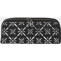 Assots London Women's 'HOLBORN' Metallic Silver & Black Floral Designer Leather Clutch Bag