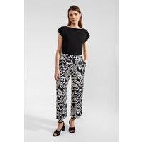 Hobbs London Women's Ashlyn Cropped Wide Leg Trouser in Dark Navy | Size: 8