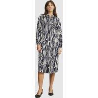Hobbs London Women's Colette Long Sleeve Printed Midi Dress in Dark Navy | Size: 12