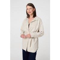 Izabel London Women's Faux Suede Tie Waist Relaxed Shacket in Beige | Size: 12