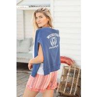 Weird Fish Women's Aurora Graphic Crew Neck Sweatshirt in Blue | Size: 18