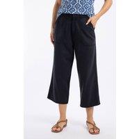 Weird Fish Women's Angelika Cropped Wide Leg Trousers in Midnight | Size: 16