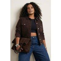 WOVCOR Women's Button Front Pocket Detail Casual Jacket in Brown | Size: 18