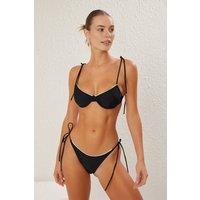 WOVCOR Women's Underwired Balconette Tie Side Bikini Set with Strappy Detail in Black | Size: 14