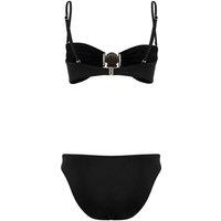 WOVCOR Women's Shell Detail Bandeau Bikini Set with Adjustable Straps in Black | Size: 8
