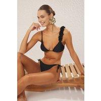 WOVCOR Women's Applique Detail Triangle Bikini Set with Tie Side in Black | Size: 8