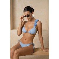 WOVCOR Women's Applique Detail Triangle Bikini Set with Tie Side in Blue | Size: 6