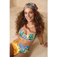 WOVCOR Women's Tropical Print Balconette Bikini Set with High Waist Bottoms | Size: 8