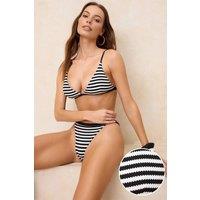 WOVCOR Women's Textured Stripe Triangle Bikini Set with Tie Side | Size: 10
