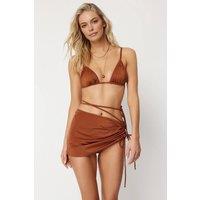 WOVCOR Women's Triangle Bikini Set with Tie Side Skirt Detail in Brown | Size: 6