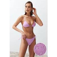 WOVCOR Women's Textured Triangle Bikini Set with Tie Side Detail in Pink | Size: 10