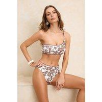 WOVCOR Women's One Shoulder Tropical Print High Waisted Bikini Set | Size: 12