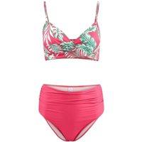 WOVCOR Women's Tropical Print Draped High Waisted Bikini Set | Size: 8