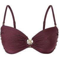WOVCOR Women's Ruched Bandeau Bikini Top with Ring Detail in Plum | Size: 6