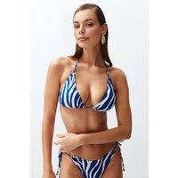 WOVCOR Women's Zebra Patterned Bikini Top with Ring Detail | Size: 10