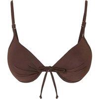 WOVCOR Women's Bow Detail Padded Balconette Bikini Top in Brown | Size: 10
