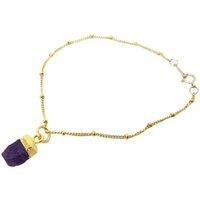 Harfi Women's Raw Amethyst February Birthstone Gold Plated Bracelet in Purple | Size: 7 inches