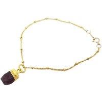 Harfi Women's Raw Garnet January Birthstone Gold Plated Bracelet in Dark Red | Size: 7 inches
