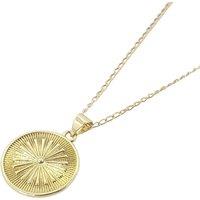 Harfi Women's Gold Plated Round Coin Medallion Sun Charm Necklace | Size: 18 inches