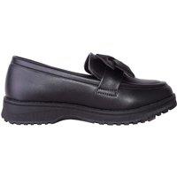 ABSOLUTE FOOTWEAR Girl's Childrens Easy Slip On Faux Leather Smart School Shoes with Bow Design in Jet Black | Size: Infant 10
